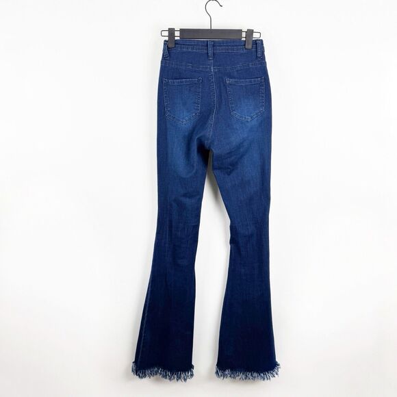 JC JQ  Bell Bottom Blue Jeans Women's Small High Rise Super Stretchy Distressed - Picture 8 of 16